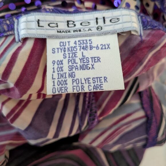 Vintage Y2K Mini Dress L Purple Black Bodycon Sequin Cocktail Going Out Club 90s - Picture 10 of 11